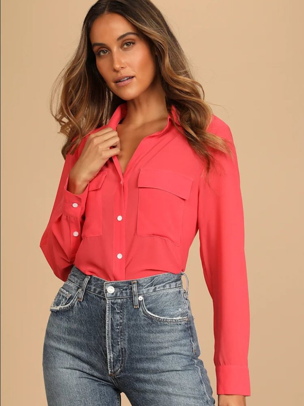 J.Crew Blythe Silk Blouse in Coral